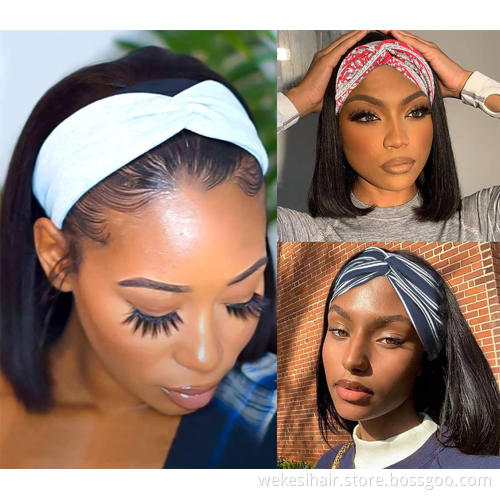 Cheap Brazilian Highlight 4/27 Color Headband Wigs Short Bob Pixie Razor Cut Ombre Nonlace Peruvian Short Human Hair Bob Wig